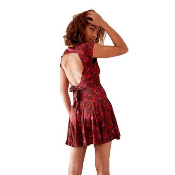 NWT! Free People It Takes Two Wrap Dress in Plum Combo Size Medium - Picture 5 of 10